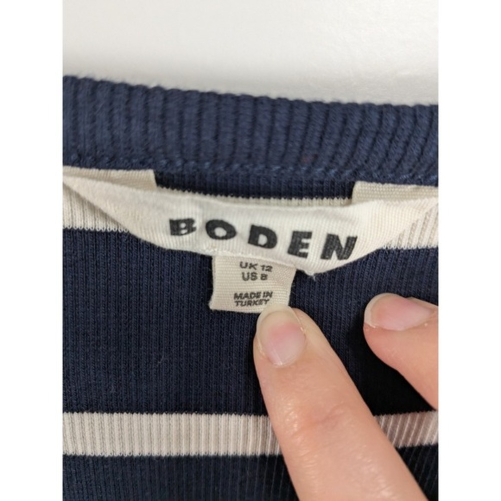 Boden Womens Stripe Ribbed Henley Shirts Bundle of 2 sz 8 Blue Longsleeve Cotton - Picture 2 of 12